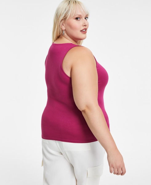 Trendy Plus Size Sleeveless Jersey Crewneck Top, Created for Macy's