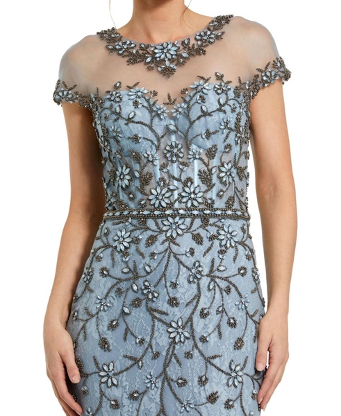 Women's Sheer Top Embellished Mermaid Gown