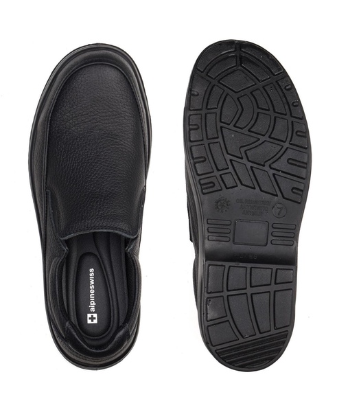 Arbete Mens Work Shoes Slip Resistant Real Leather Slip-On Loafers