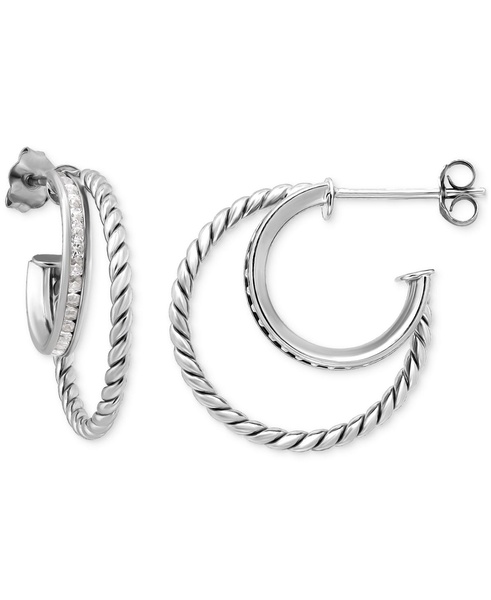 Cubic Zirconia Double Small Hoop Earrings, 0.75", Created for Macy's