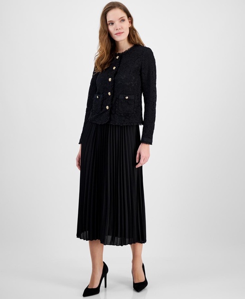 Women's Lace Button-Front Patch-Pocket Jacket
