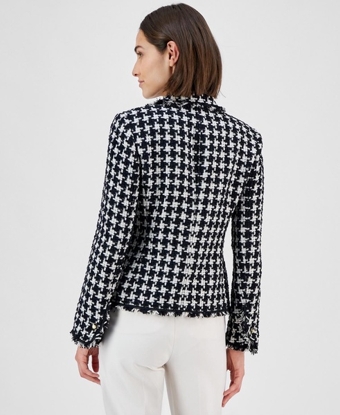 Women's Notched-Collar Tweed Fringe Jacket