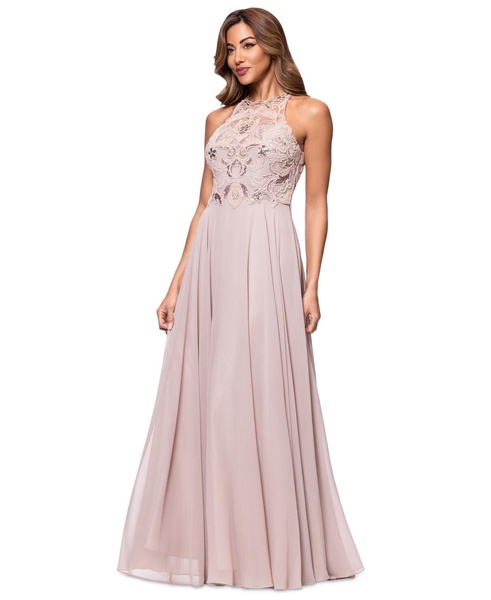 Petite Beaded Sleeveless High-Neck Gown