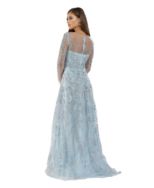 Women's Plus Illusion Neckline A-line Long Sleeves Gown