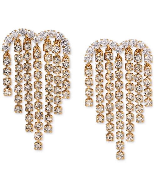 Cubic Zirconia Heart Fringe Chandelier Drop Earrings
