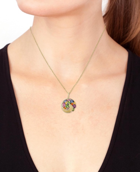 EFFY® Multi-Gemstone (2-3/8 ct. t.w.) & Diamond (1/4 ct. t.w.) Swirl Cluster 18" Pendant Necklace in 14k Gold