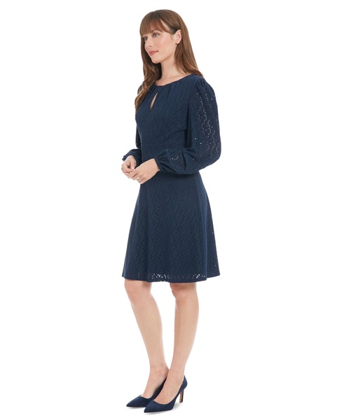 Petite Embroidered Keyhole Mini Dress
