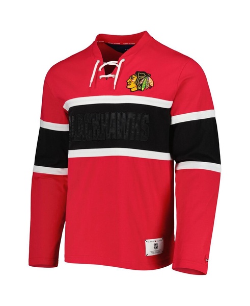 Men's Red Chicago Blackhawks Walter Lace-Up Long Sleeve Top
