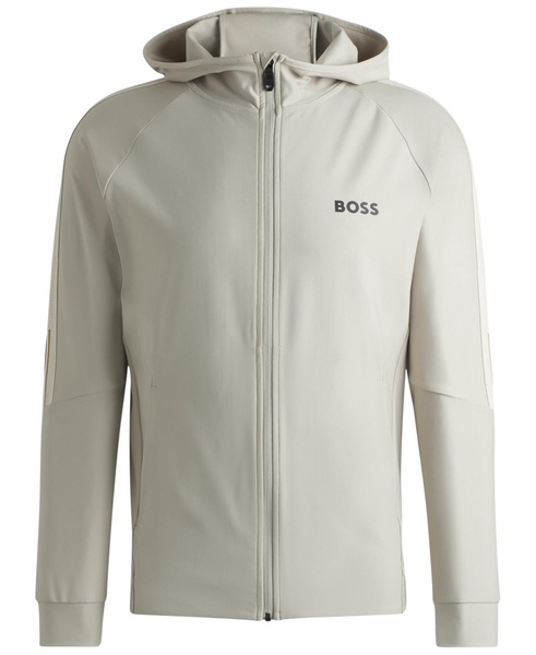 BOSS by Men’s Signature-Stripe Regular-Fit Zip-Up Hoodie