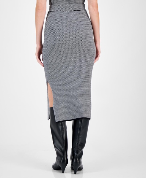 Women's Sweater-Knit Skirt Side-Slit Midi Skirt 