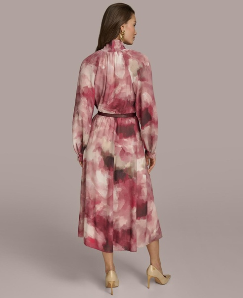 Women's Printed Tie-Neck A-Line Dress