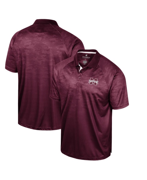 Men's Maroon Mississippi State Bulldogs Honeycomb Raglan Polo Shirt