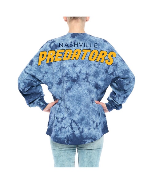 Women's Navy Nashville Predators Crystal-Dye Long Sleeve T-shirt