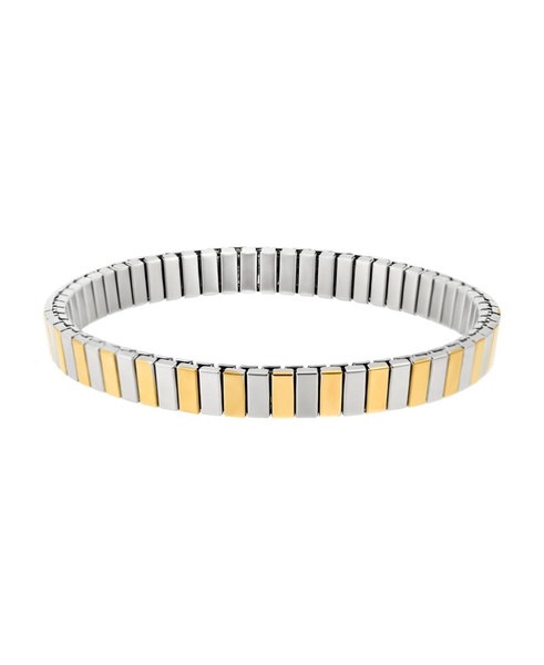 Tarnish Resistant Two-Tone Stretch Bar Bracelet