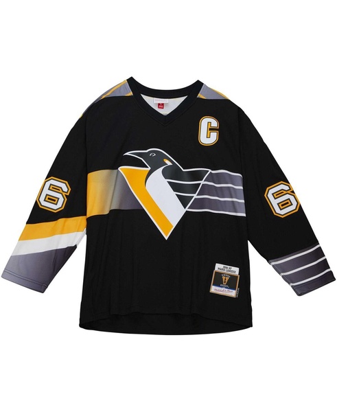 Men's Mario Lemieux Black Pittsburgh Penguins Captain's Patch 1996/97 Blue Line Player Jersey