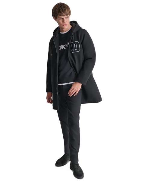 Men's Tufted-Chenille Logo Appliqué Long Hooded Stadium Coat