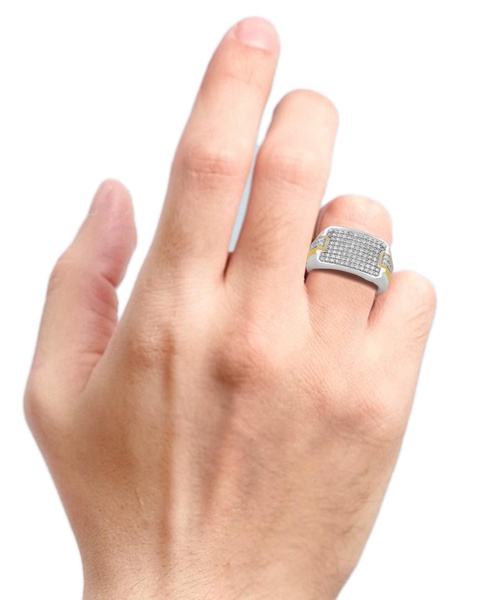 Men's Diamond Cluster Ring (1 ct. t.w.) in 10k Two-Tone Gold