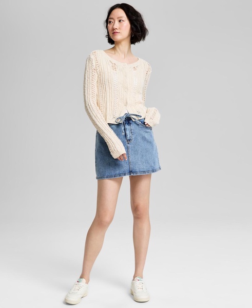 Women's Pointelle-Knit Scoop-Neck Cardigan, Exclusively at Macy's