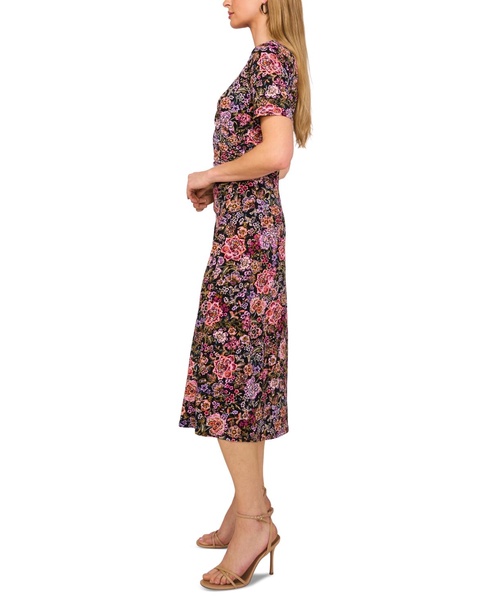Women's Floral-Print Short-Sleeve Midi Dress