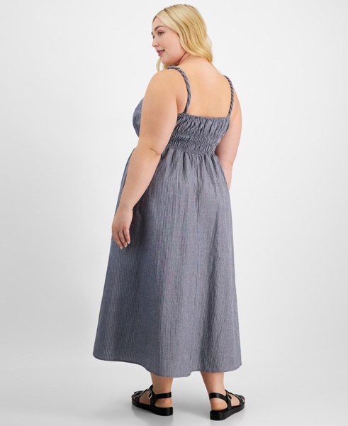 Plus Size Striped Smocked-Waist Maxi Dress