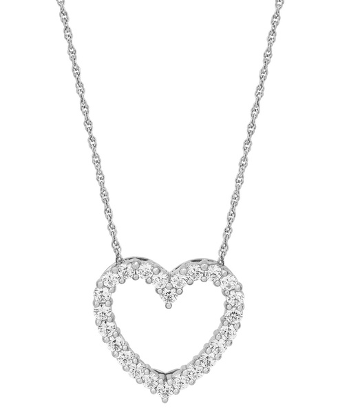 Cubic Zirconia Heart Pendant Necklace in Sterling Silver