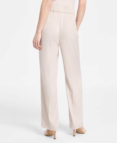 Women's High-Rise Wide-Leg Satin Pants, Exclusively at Macy's