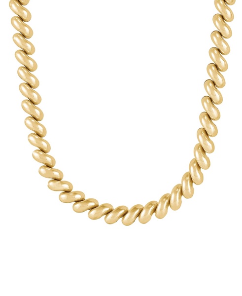 Hollow San Marco Chain 16" Collar Necklace in 18k Gold-Plated Sterling Silver 