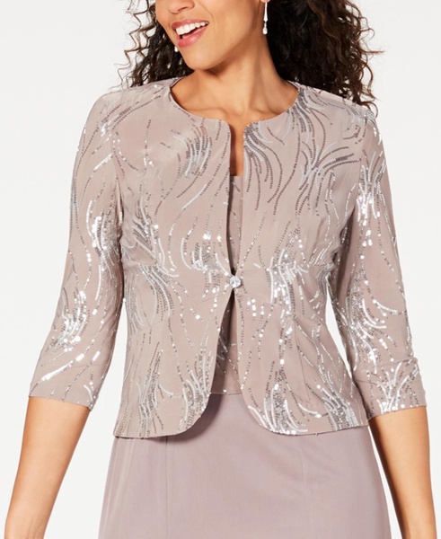 Petite Sequined A-Line Midi Dress and Jacket