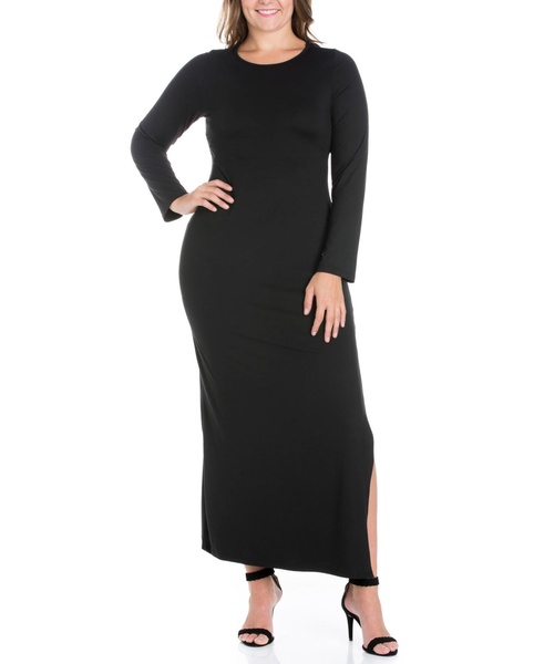 Women's Plus Size Side Slit Fitted Maxi Dress