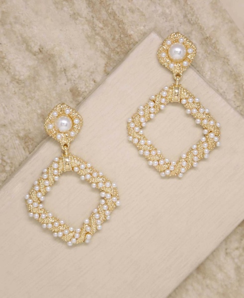 18K Gold Imitation Pearl Knocker Women's Earrings