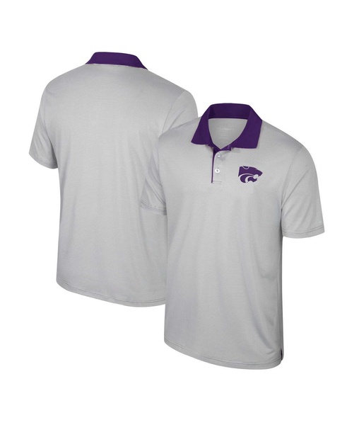 Men's Gray Kansas State Wildcats Tuck Striped Polo