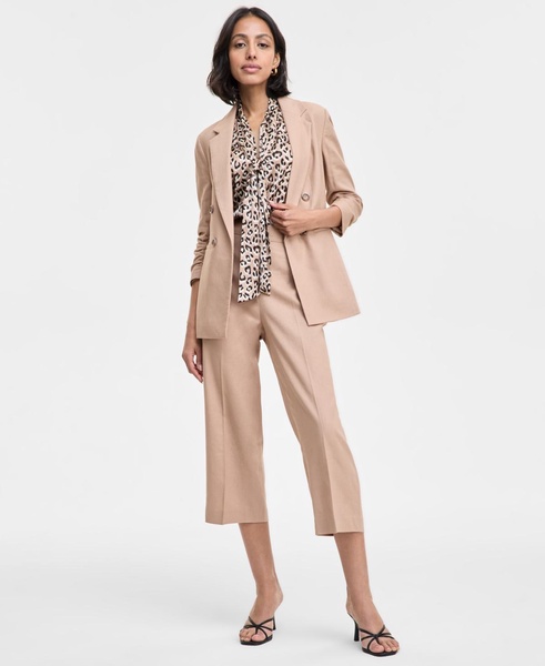 Women's Satin Animal-Print Bow Blouse, Exclusively at Macy's