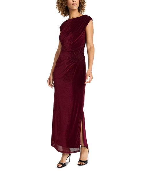 Women's Shirred Velvet Mesh Bodycon Dress