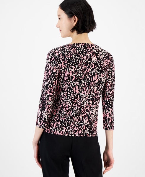 Women's Abstract-Print Knit Boat-Neck Top
