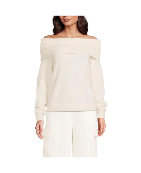 Women's Eyelash Off Shoulder Sweater