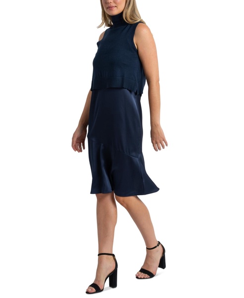 Women's Mixed-Media Sweater-Top Dress