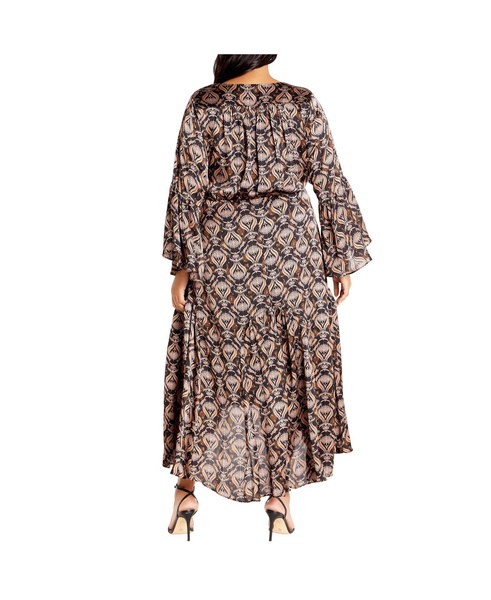 Plus Size Tie Front Fan Maxi Dress