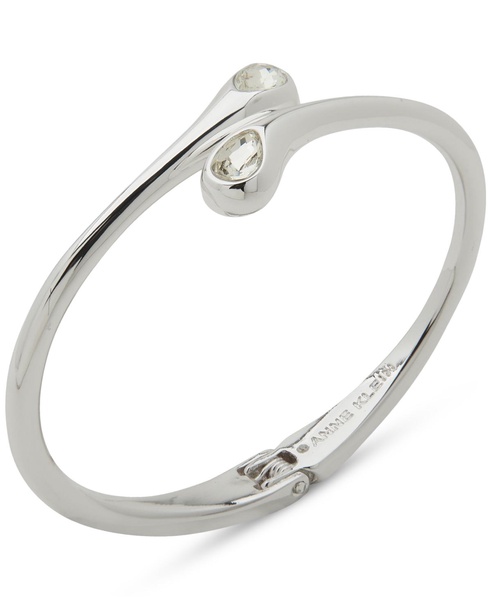 Silver-Tone Crystal Tear-Shape Bypass Bangle Bracelet