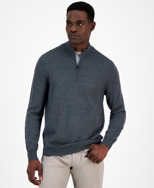 Men's Long-Sleeve Half-Zip Merino Sweater, Created for Macy's