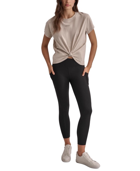 Women's Cotton Stud Logo Knot-Front T-Shirt