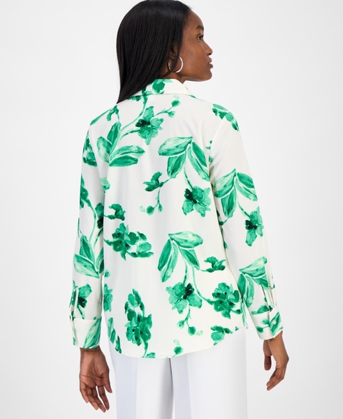 Women's Printed Button-Front Blouse, Exclusively at Macy's 
