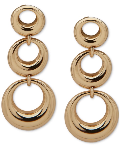 Gold-Tone Linked Ring Linear Earrings