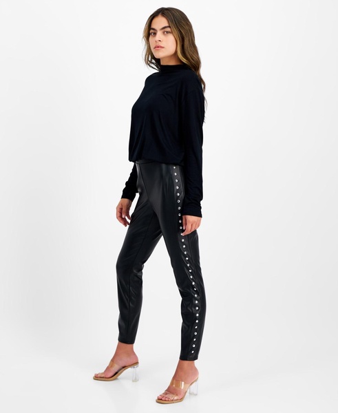 Petite Studded Faux-Leather Leggings, Created for Macy's