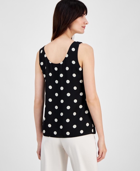 Petite Dot-Print Sleeveless Scoop-Neck Top