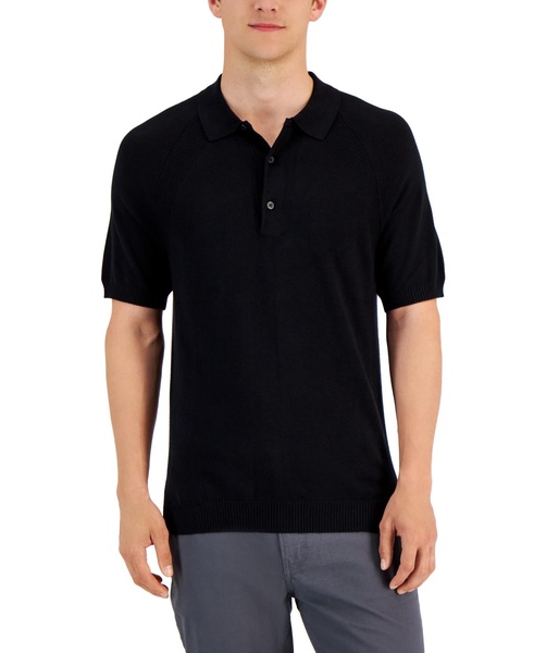 Men's Ribbed Raglan Sweater-Knit Polo Shirt, Created for Macy's 