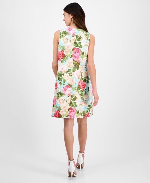 Women's Printed Sleeveless Scuba Shift Dress