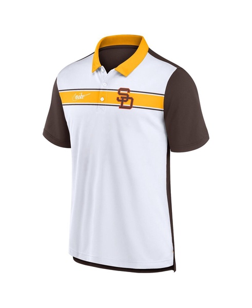 Men's White, Brown San Diego Padres Rewind Stripe Polo Shirt