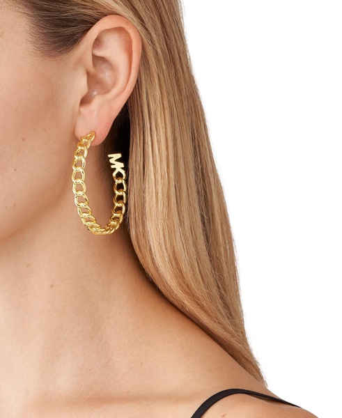 14K Gold-Plated Curb Chain Hoop Earrings