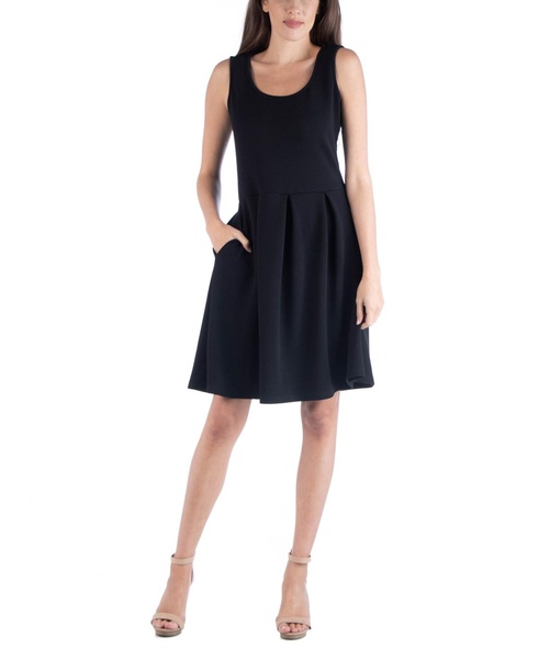 Sleeveless Skater Pleated Mini Dress with Pockets