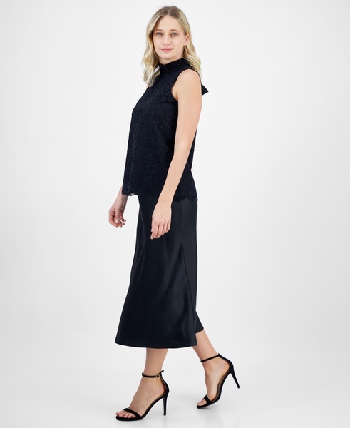Women's Bow-Back Ruffled-Neck Sleeveless Lace Blouse